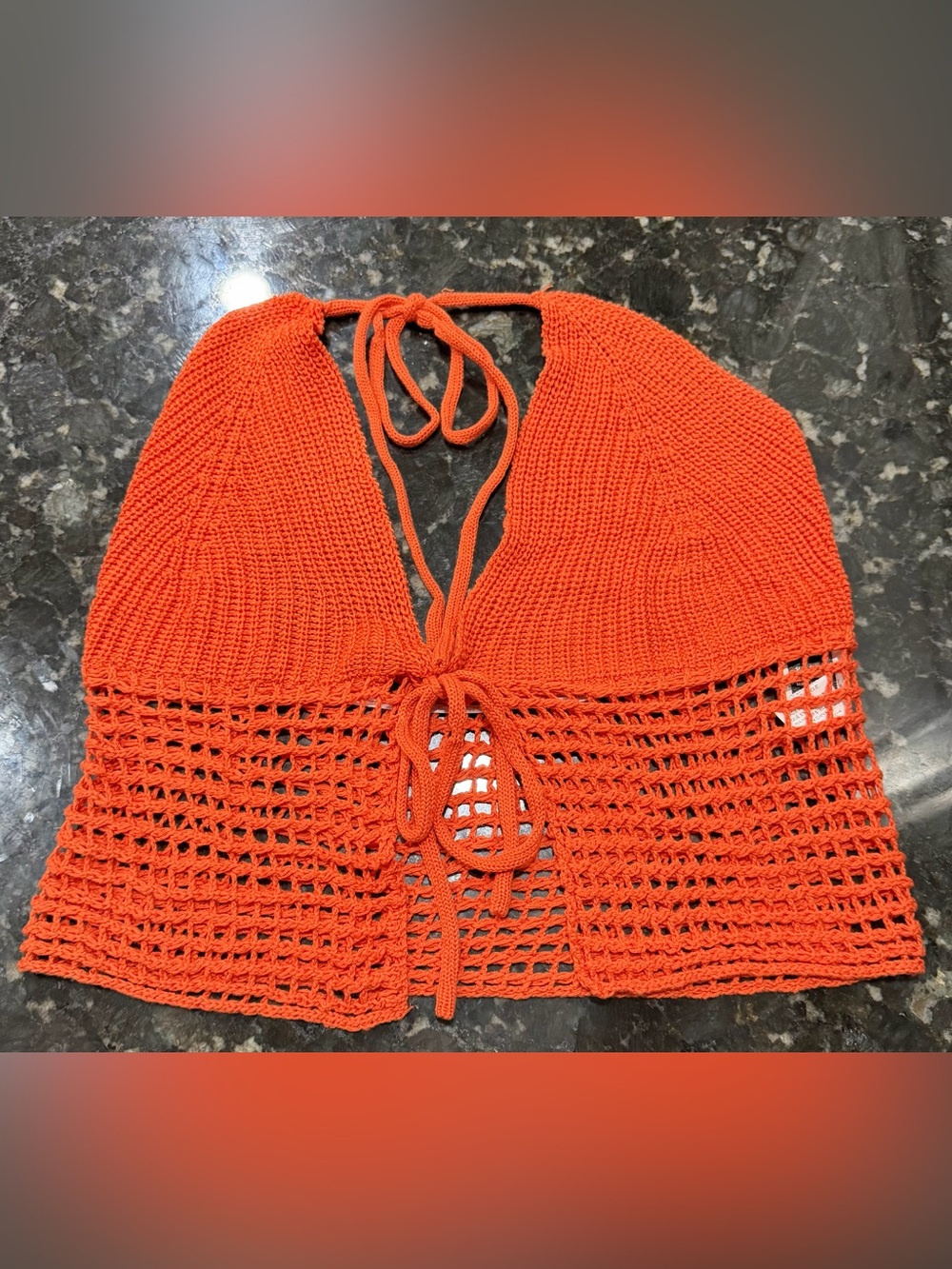 Beautiful Orange Crochet One-Piece Halter 🧡 Size L 🧡